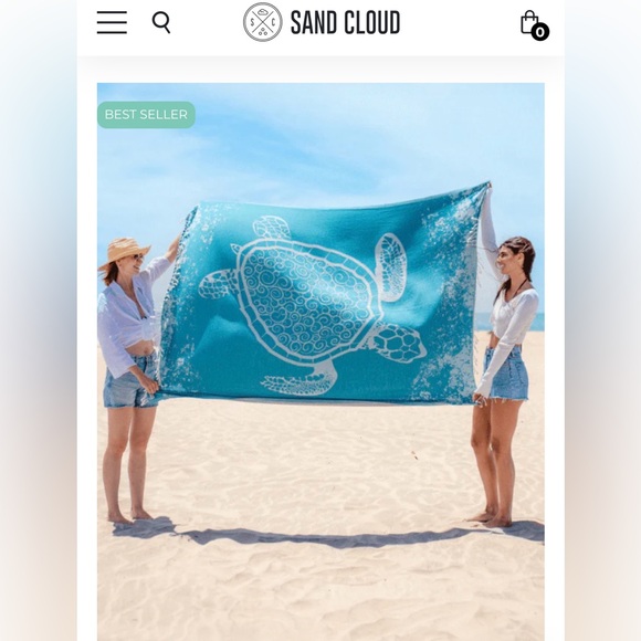 NWT Sand Cloud XL Beach Towel Crush Turtle Blue Teal - Picture 1 of 7